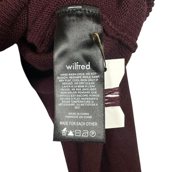 Wilfred Aritzia Clara Merino Wool Waist Sweater Burgundy Collared Knit Size L - Picture 9 of 11